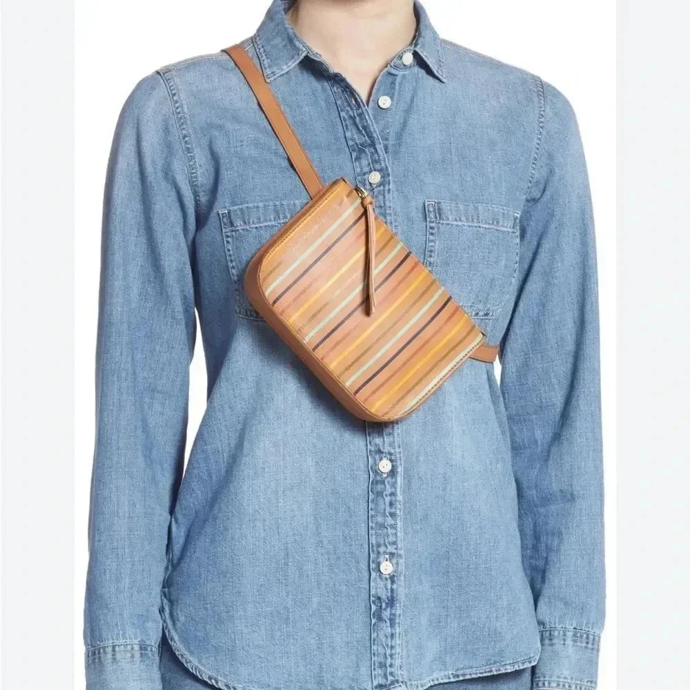 NWOT Madewell The Simple Pouch Belt Bag: Rainbow Stripe Edition